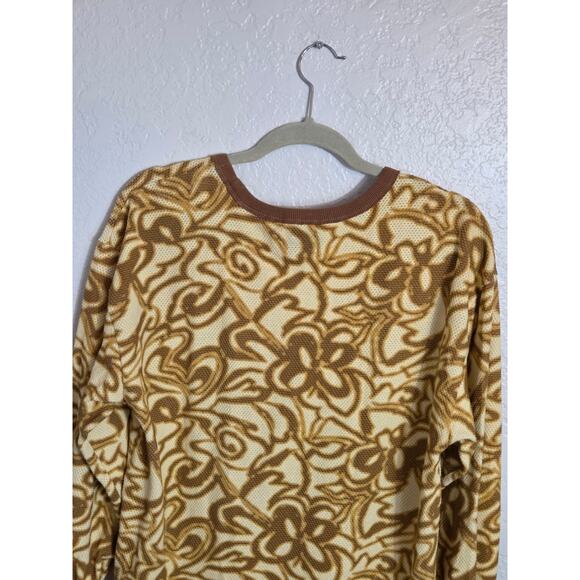 BDG Women’s Long Sleeve Crewneck Shirt Medium Yellow Brown Floral Abstract Retro - Picture 9 of 11